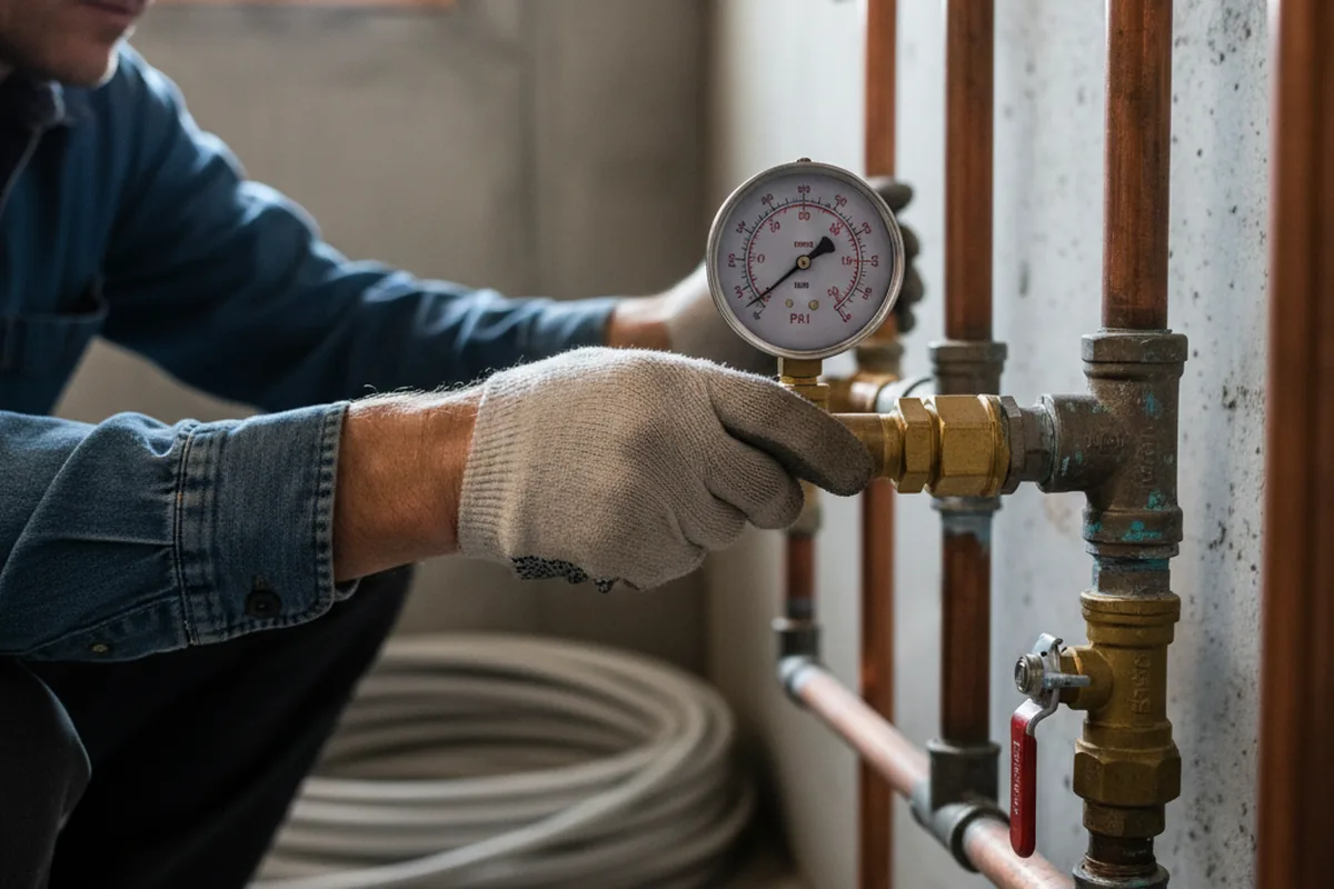 Pressure testing a repaired line during Water Line Repair in Lansdale